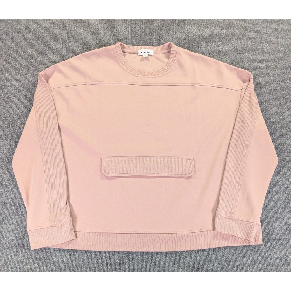 Kinesis Womens XL Dusty Rose Pink Ribbed Sleeve Snap Pocket Pullover Sweatshirt